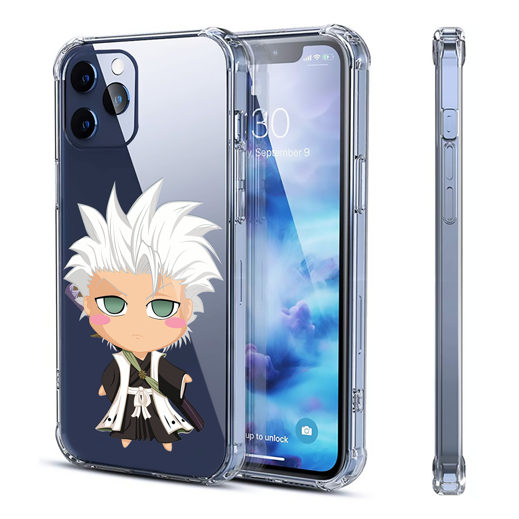 （画像用） ブリーチ 日番谷冬獅郎（ひつがや とうしろう） BLEACH Hitsugaya Toushirou 【iPhone 12シリーズ対応】透明スマホケース（クリアソフトケース）